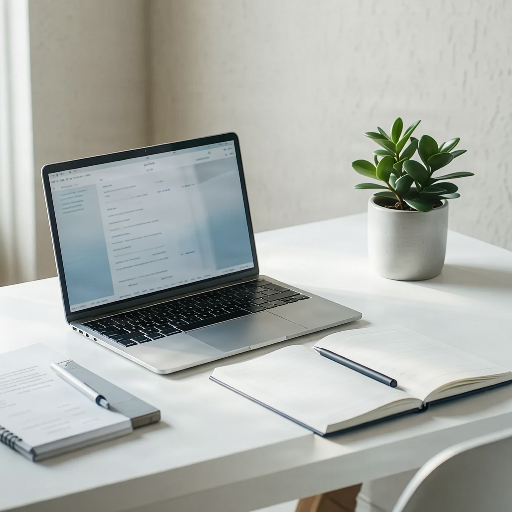 Clean and modern minimalist professional workspace